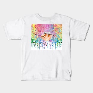 Watercolor Sloth - Rainbow Paint Kids T-Shirt